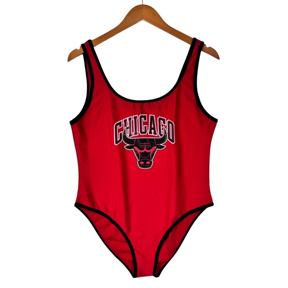 NBA Chicago Bulls Bodysuit Women XL Red One Piece Tank Logo Athletic